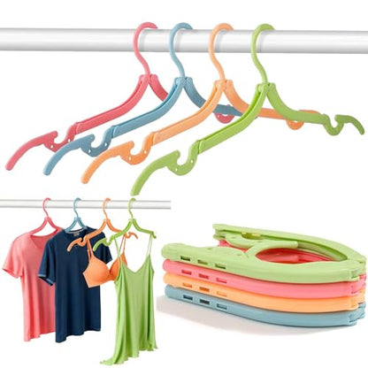 12Pcs Travel Hangers Foldable Portable Plastic Hangers Folding Clothes Hangers Space Saving Clothes Hangers for Business Trip Travel - color: Colorful 12pcs