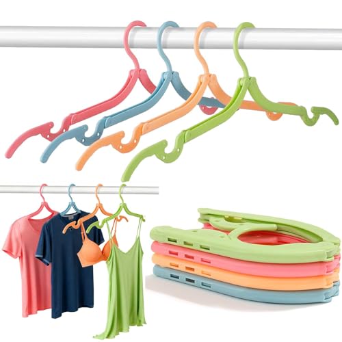 12Pcs Travel Hangers Foldable Portable Plastic Hangers Folding Clothes Hangers Space Saving Clothes Hangers for Business Trip Travel - color: Colorful 12pcs
