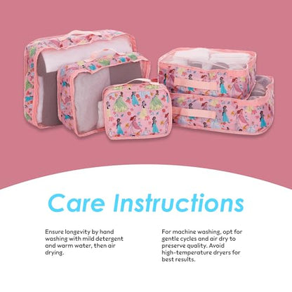 Disney Minnie Mickey Stitch Packing Cubes - Winnie the Pooh, Princess Cinderella, Cars, Toy Story 5 Piece Packing Cubes Compression - Travel Essential - Luggage Suitcase Organizer Set - color: Pink