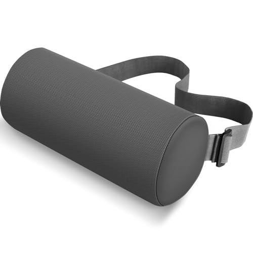 CushZone Lumbar Roll Support Pillow for Office Chair, Car, Gaming Chair, Memory Foam Back Cushion with Washable Cover for Relieving Back Pain & Improving Posture,Grey - color: Grey, size: Standard