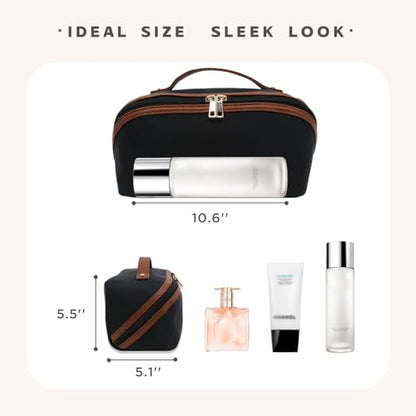 Travel Makeup Bag – Large Cosmetic Organizer with Waterproof Nylon, Smooth Double Zipper & Tear-Resistant Lining, Toiletry Pouch for Women (Black) - color: 05-Black
