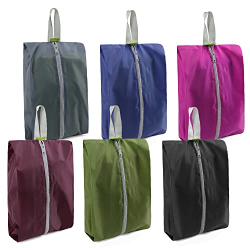 BeeGreen Travel Shoe Organizer with Zipper Closure | Shoe Bags for Travel, 6pcs Portable Packing Storage Organizer with Handle | Colorful Nylon Design for Dance Essentials, Gifts for Men and Women - style: Black, Gray, Navy, Rose Red, Moss Green, Wine Red