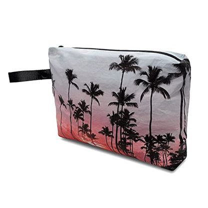 Rolling Nomad Tyvek Zippered Pouch, Wet Swimsuit Bags, Wet & Dry Reversable Pouch, Travel, Toiletry, Pool, Beach Essentials, Waterproof, Summer Must Haves, 11.5x8.5x2 Inch, (Medium) - color: Palm Beach & Black Print, size: 8.5x1.75x6.5 Inch