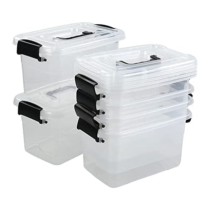 5.5 Quart Clear Small Plastic Storage Box, Latch Storage Bin, 6 Packs - color: Clear