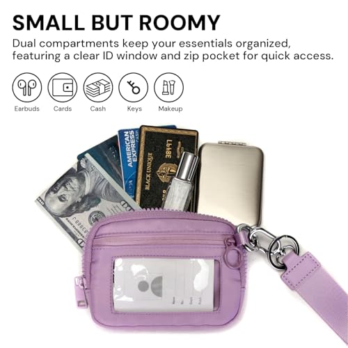 Keychain Wallet for Women Mini Zip Card Holder with ID Window Coin Purse Detachable Wristlet Small Wallets Light Purple - color: Light Purple