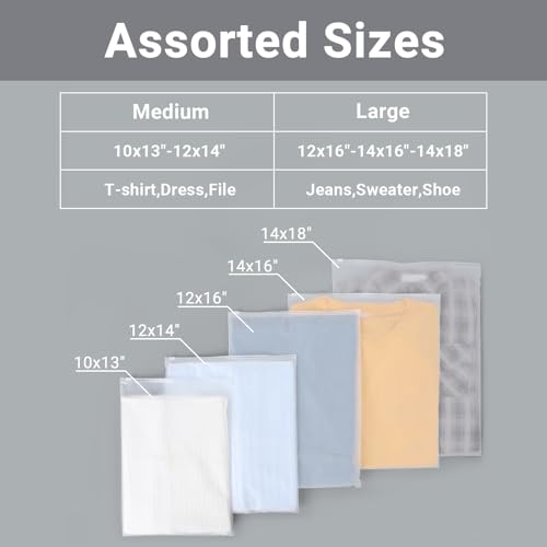 Frosted Zipper Clothing Bags, 25 Pcs 14x18 inch Waterproof Plastic Bags for Clothes, Swimsuit, Bathing Suit, T Shirt Packaging Shipping Travel, 3 Mil - color: Frosted, size: 14x18"