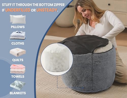 Foot Ottoman 20"x15" Small Automan Foot Rest Pouf Ottoman Cover Round with Sponge Small Foot Rest Filled Foot Pouf Ottomans Stuffed Pink Mushroom Modern Ottomans Hassock Footstool Footrest for Couch - color: Pink, size: 20"D x 20"W x 15"H