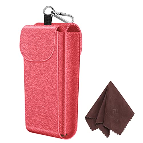 FINTIE Double Glasses Case with Carabiner Hook, Portable Vegan Leather Eyeglass Case Anti-scratch Sunglasses Pouch - color: Watermelon