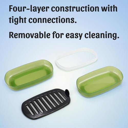 OZNER Travel Soap Case for Two Bars, Leak Proof Shampoo Bar Holder Compatible with Kitsch Bars, Soap Container with Drainage Layer for Bathroom, Camping, and Gym, Easy to Clean (Green) - color: Green