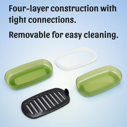 OZNER Travel Soap Case for Two Bars, Leak Proof Shampoo Bar Holder Compatible with Kitsch Bars, Soap Container with Drainage Layer for Bathroom, Camping, and Gym, Easy to Clean (Green) - color: Green