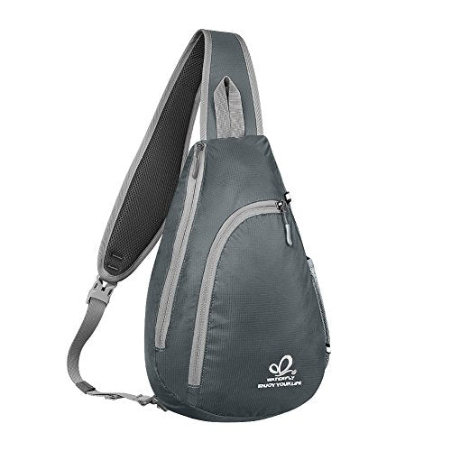 WATERFLY Crossbody Sling Bag Small Water Resistant Backpack Lightweight Shoulder Chest Daypack for Men Women Hiking Travel - color: Gray