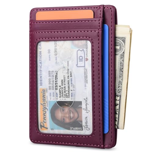 Buffway Slim Minimalist Front Pocket RFID Blocking Leather Wallets for Men and Women - Alaska Purple - color: Alaska Purple