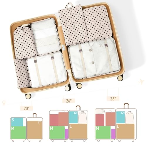 Packing Cubes for Travel - 8 Set Luggage Organizer Bags for Family, Mesh Breathable Packing Cubes for Suitcases Durable Travel Essentials Bags Set - color: Black Spots