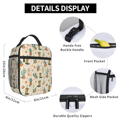 Insulated Lunch Box for Kids Boys Girls, Reusable Lunch Bag for School, Office, Work, Picnic, Travel, Western Cowboy Boots and Cacti Lunch Box - color: lunch box 67