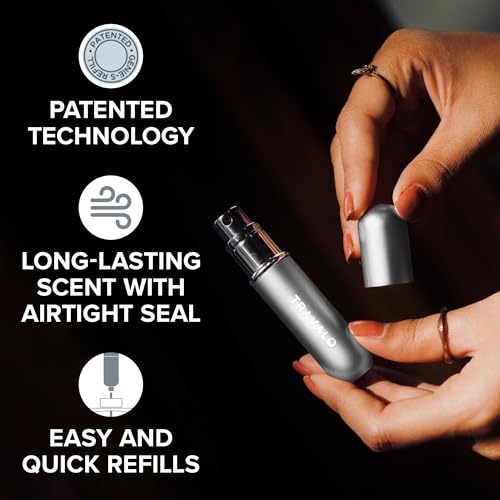 Travalo Classic HD Perfume Atomizer - Leak-Proof and TSA Approved for Air Travel - Reusable, Airtight, Easy-Fill Mini Pump Sprayer - Lightweight, Elegant Design w/Volume Window - Silver 0.17oz - color: Silver