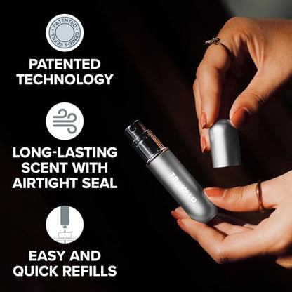 Travalo Classic HD Perfume Atomizer - Leak-Proof and TSA Approved for Air Travel - Reusable, Airtight, Easy-Fill Mini Pump Sprayer - Lightweight, Elegant Design w/Volume Window - Silver 0.17oz - color: Silver