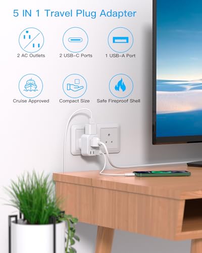HANYCONY South Africa Travel Plug Adapter, Type M Power Adapter with 2 AC Outlets 3 USB Ports(2 USB C) for US to South Africa Botswana Namibia India Nepal Bhutan Sri Lanka - style: Type M - South Africa