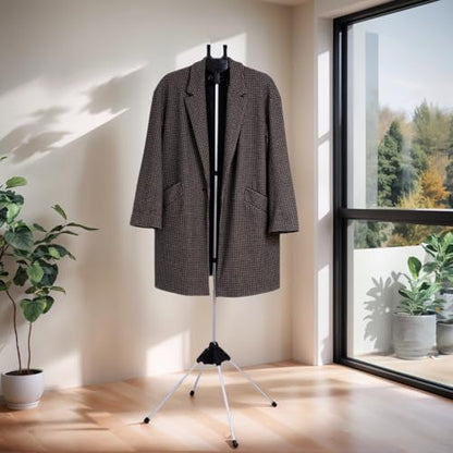 Clothes Steamer Stand Hanger with Steamer Ironing Gloves for Steaming Clothes, Handheld Garment Steamer Rack with Flexible Anti Steam Mitt - color: Silver Gloves + Black Rack