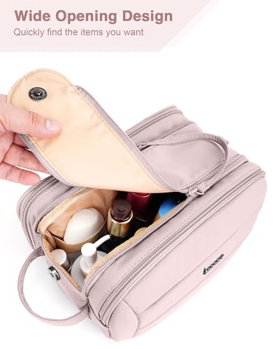 Toiletry Bag for Men & Women, Cruise Ship Travel Essentials, Shaving Dopp Kit with Dry and Wet Separation, Water-resistant Bathroom Cosmetic Organizer Bag, Makeup Accessories with Trolley Belt, Pink - color: Pink