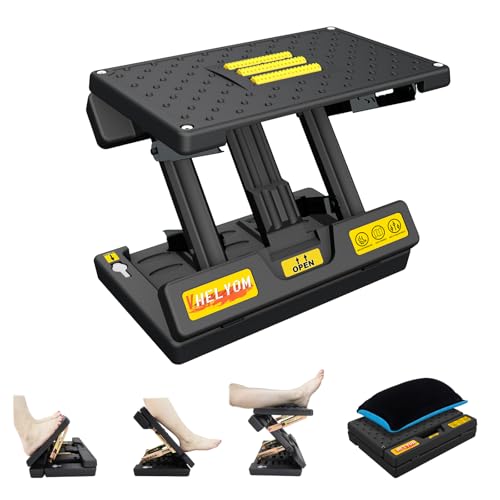 Foot Rest for Under Desk at Work,4-Section Height Adjustable,with Massage Roller and Thick Cushion,Ergonomic Foot Rest,for Car,Office,Computer,Gaming,Adjustable Metal Frame,All-Season Use - color: Soft Cushion- Yellow