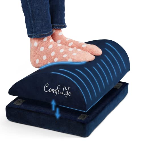 ComfiLife Foot Rest for Under Desk at Work – Adjustable Desk FootRest for Office Chair, Gaming Accessories – Ergonomic Teardrop Design for Back, Hip & Leg Pain Relief – 100% Memory Foam (Navy) - color: Navy