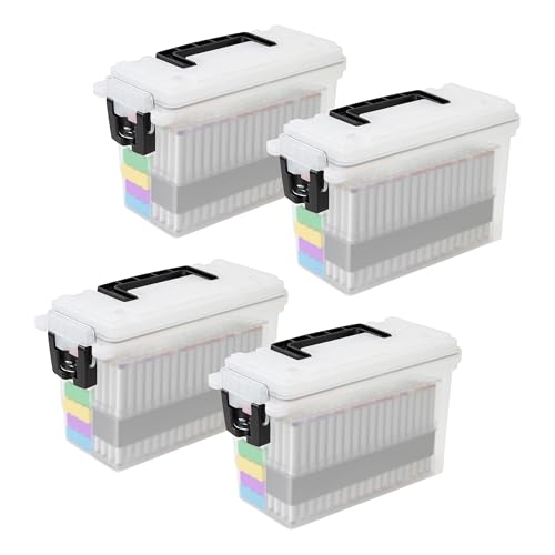 Sheffield 12758 4-Pack Ammo Storage Box, .30 Cal Field Boxes, Lockable Storage Box with Handle, Secures Hunting Gear, Supplies, and Bullets, Made in USA - color: Frost, size: Standard 4-Pack