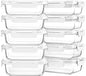 M MCIRCO 10-Pack 22 Oz Glass Meal Prep Containers with Lids - Microwave, Oven, Freezer & Dishwasher Safe - White - color: white