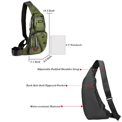 NICGID Sling Bag Chest Shoulder Backpack Crossbody Bags Casual Daypack for Men Women - color: Army Green