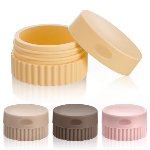 4 Pcs Travel Size Containers for Creams,Small Silicone Travel Containers,Silicone Travels Jars,with Lids,Leakproof Travelling Accessories for Cosmetic Body Skin Cream(4 Colors)