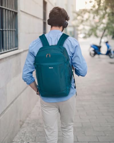 ECOHUB Travel Backpack for Men Women, Carry on Backpack with USB Charging Hole, Spirit Airlines Personal Item Bag Flight Approved, 15.6 Inch Laptop Backpack with Anti Theft Pockets, 30L, Blue Green - color: Blue Green, size: 18 inch underseat
