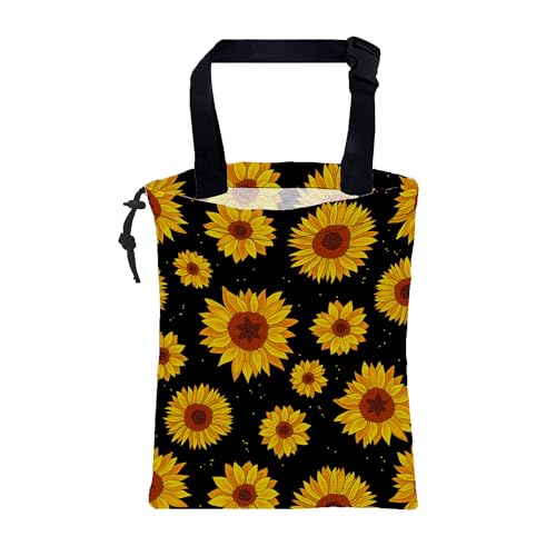 Car Garbage Bag Blooming Yellow Sunflowers Drawstring Car Trash Bag Hanging for Back Seat with Adjustable Buckle Canvas Vehicle Trash Can Easy-to-Install - color: Blooming Yellow Sunflowers