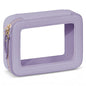 Prite Clear Makeup Bag Cosmetic Organizer Case Waterproof Travel Toiletry Bag Skincare Pouch with Golden Zipper(Violet) - color: Violet, size: Standard - Single Layer