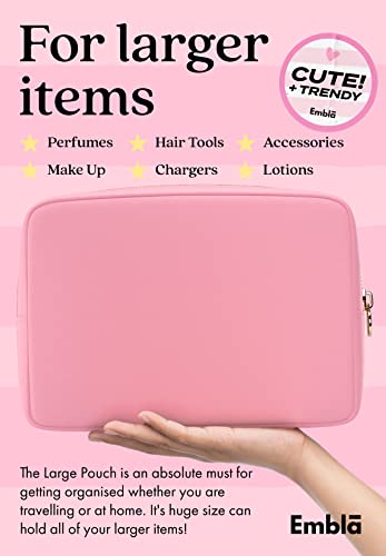 Embla Large Makeup Bag and Waterproof Nylon Travel Toiletry Bag, Large Capacity Cosmetic Zipper Pouch, Light Pink - color: Flamingo, size: Large