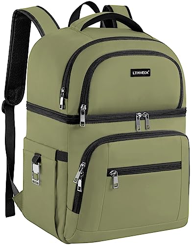 Cooler Backpack,Insulated Backpack Cooler Leakproof Double Deck Cooler Bag for Men Women RFID Lunch Backpack - color: Green
