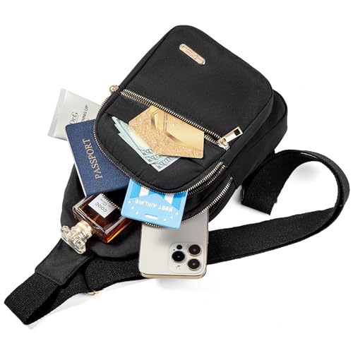 Banelu Small Crossbody Sling Bag Sling Backpack, Cross Body Bag Crossbody Purses for Hiking Traveling Outdoors - color: I Black