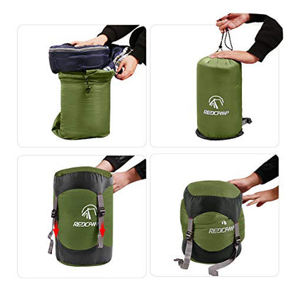 REDCAMP Nylon Compression Stuff Sack, 10L/17L/27L/40L Lightweight Sleeping Bag Compression Sack Great for Backpacking, Hiking and Camping,Blue/Yellow/Army Green/Black - color: Army Green, size: Large