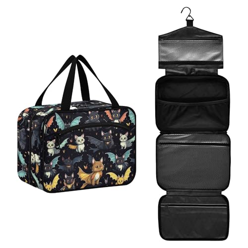 MNSRUU Hanging Toiletry Bags for Women Travel, Gothic Skull Cat Bat Toiletry Organizer Portable Travel Clear Wash Makeup Cosmetic Bag - color: Skull I 4212
