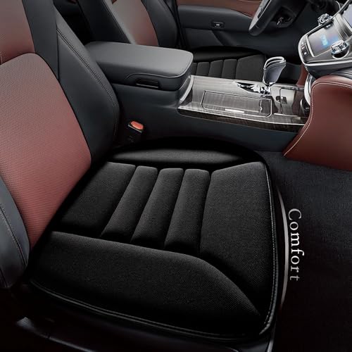 kingphenix Car Seat Cushion with 1.2inch Comfort Memory Foam, Seat Cushion for Car and Office Chair (Black) - color: Black, size: 1 Front Seat Cushion