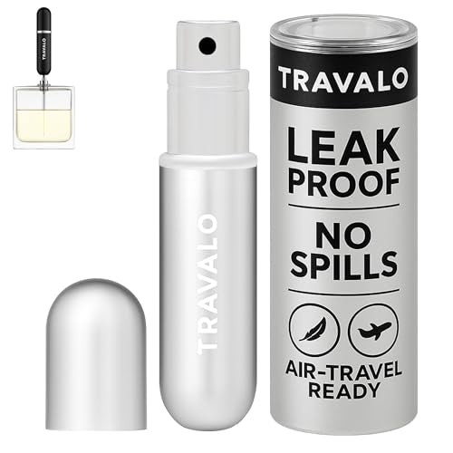 Travalo Classic HD Perfume Atomizer - Leak-Proof and TSA Approved for Air Travel - Reusable, Airtight, Easy-Fill Mini Pump Sprayer - Lightweight, Elegant Design w/Volume Window - Silver 0.17oz - color: Silver