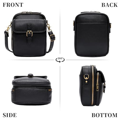 Small Crossbody Bags for Women, Vegan Leather Messenger Bag Anti Theft, Shoulder Bag with Card Slots - color: Black