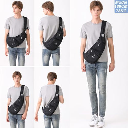 NICGID Sling Bag Chest Shoulder Backpack Crossbody Bags Casual Daypack for Men Women (Black-014) - color: Black-014