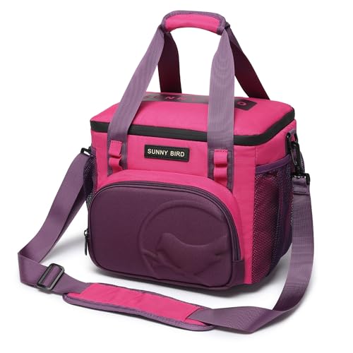 SUNNY BIRD 12L Large Insulated Lunch Bag, Leakproof and Foldable Lunch Cooler Box for Women Adult and Men, Fits 18 Cans (Purple) - color: Purple