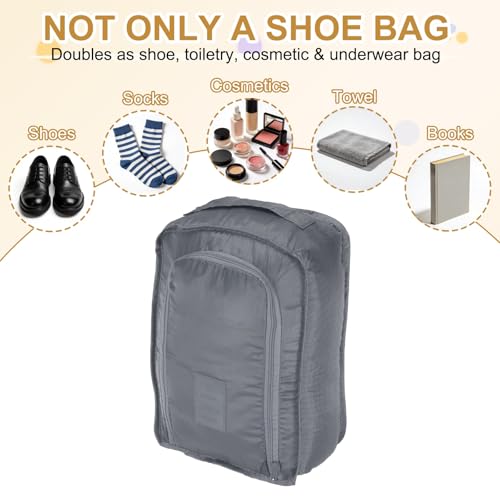 Foldable Travel Shoe Bag, Waterproof Shoe Pouches Organizer with Handle Travel Packing Cubes -Fitting for Storing (Sneakers/Sandals/Fitness Shoes) 2 Pcs & Gray - color: Gray