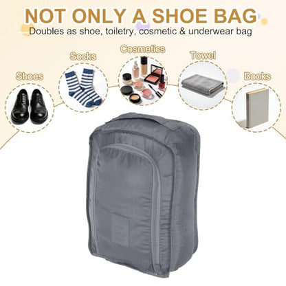 Foldable Travel Shoe Bag, Waterproof Shoe Pouches Organizer with Handle Travel Packing Cubes -Fitting for Storing (Sneakers/Sandals/Fitness Shoes) 2 Pcs & Gray - color: Gray