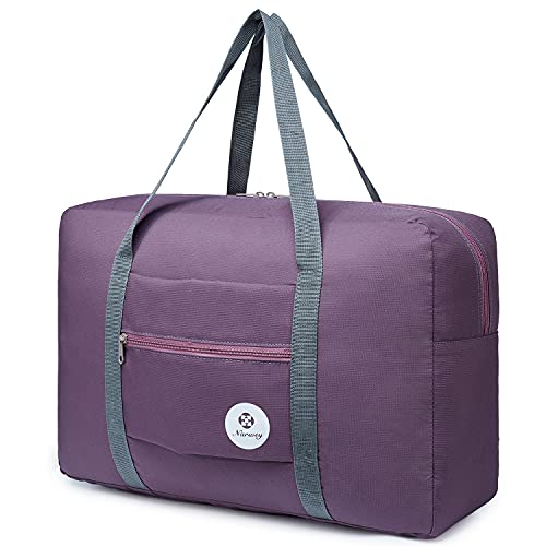For Spirit Airlines Personal Item Bag Foldable Travel Duffel Bag Tote Carry on Luggage Duffle Overnight for Women and Men - color: 1112 Purple