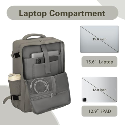 Carry On Backpack for Women & Men – Airline Approved Underseat Size, 15.6" Laptop Compartment, TSA-Friendly 180° Opening, Anti-Theft Business Travel Backpack with Trolley Sleeve(Dark Gray, Medium) - color: Dark Gray, size: Medium