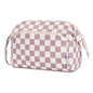 Narwey Checkered Makeup Bag Women Wide-open Make up Bag Travel Cosmetic Bag Organizer Toiletry Bag for Cosmetics Toiletries Accessories (Dusty Rose Checkerboard) - color: Z-Dusty Rose Checkerboard