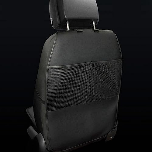HCMAX 2 Pack Kick Mat Car Seat Back Protector Waterproof Easy to Clean Multifunctional Organizer Storage Bag Travel Accessory PU Leather Black - color: Black, size: Style 1