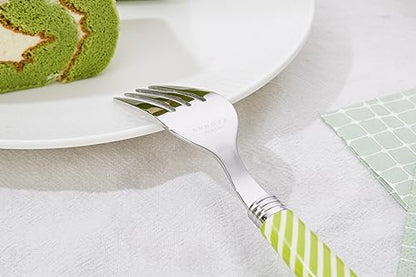 ANNOVA Silverware Set Stainless Steel Colorful Tableware Kitchen Flatware Set Utensils, Includes Dinner Knives, Forks, Spoons, Salad Forks & Dessert Spoons (Light Green, 20 Pieces) - color: Light Green