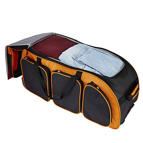 Travelers Club Xpedition 30 Inch Multi-Pocket Upright Rolling Duffel Bag - color: Burnt Orange